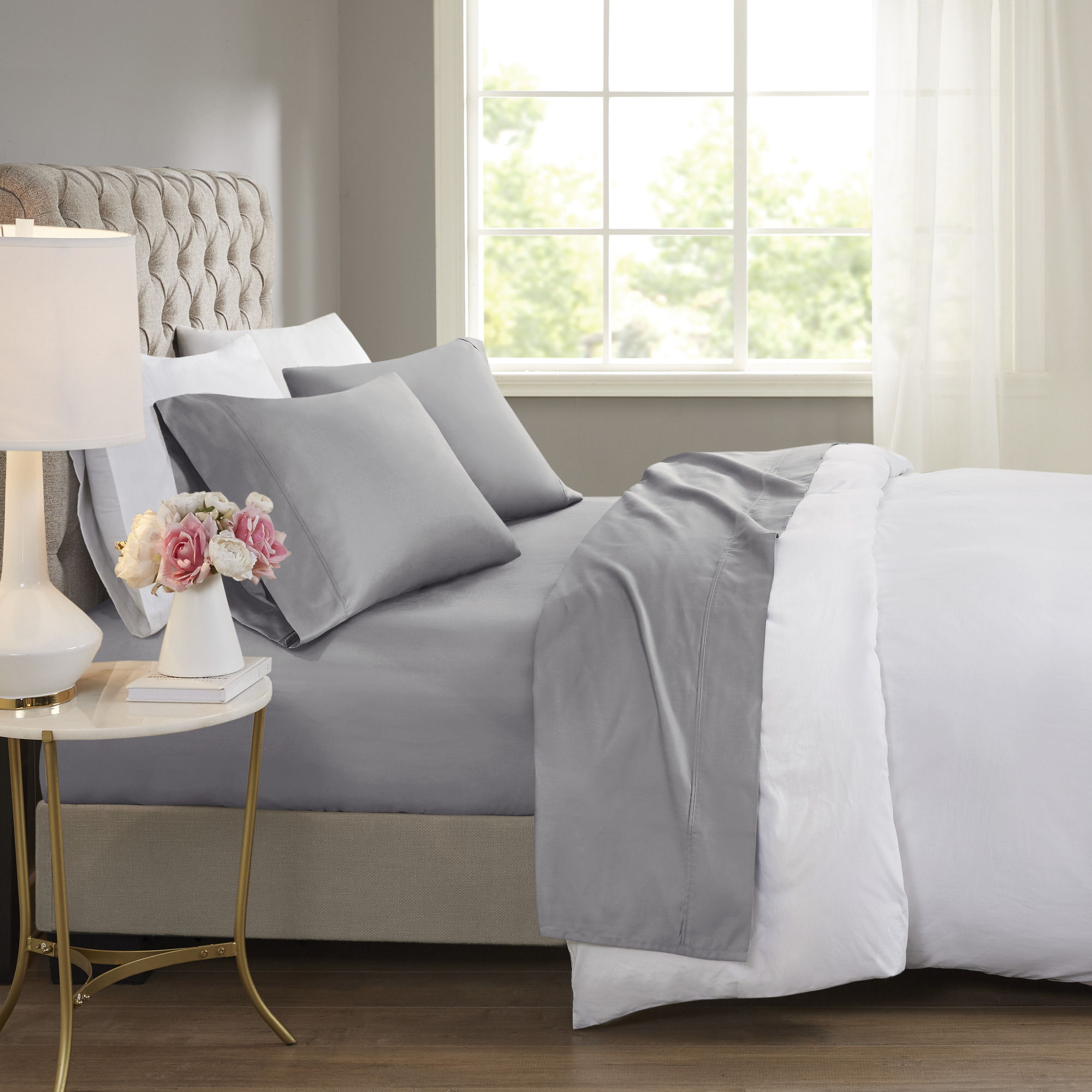 600 Thread Count - King Cooling Blend 4 Piece Sheet Set - Gray