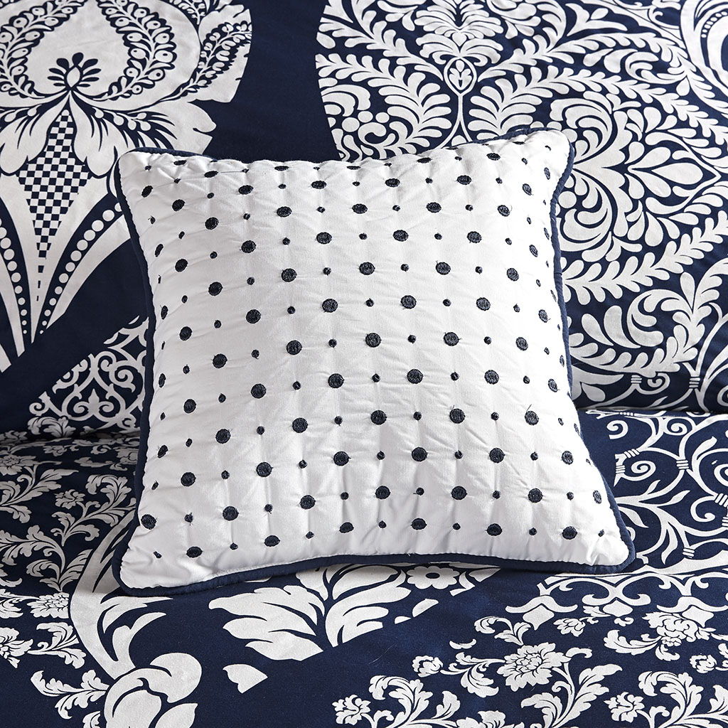 Vienna - California King 7 Piece Printed Comforter Set - Indigo