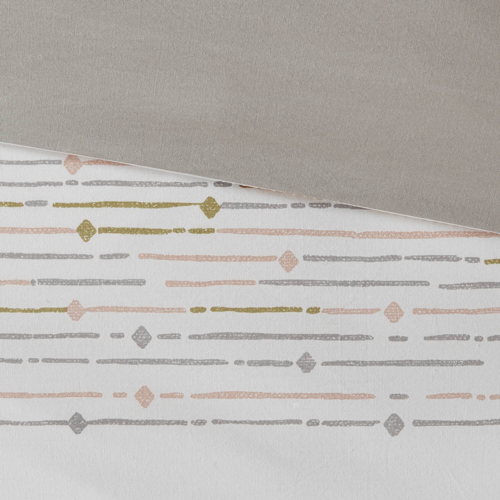Nea - Printed Comforter Set With Trims - Off White / Gray