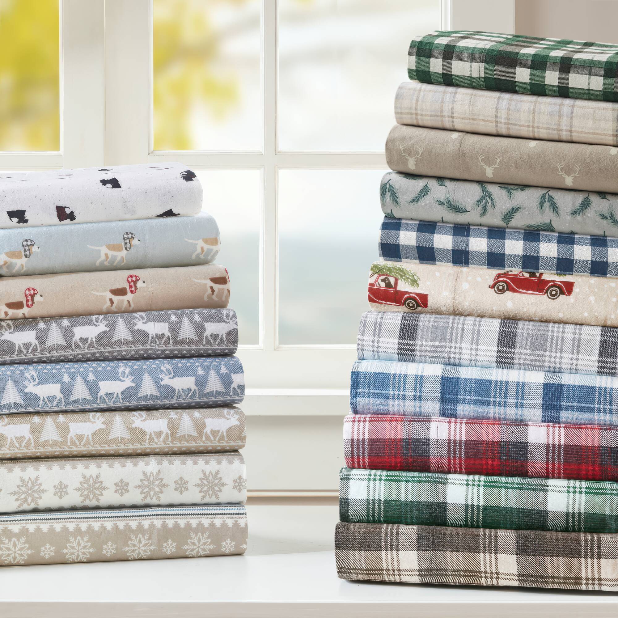 Flannel - Queen 100% Flannel Printed Sheet Set - Stag Head