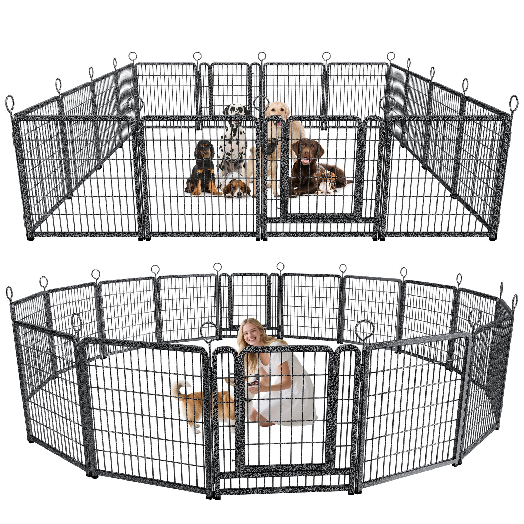 Heavy Duty Dog Playpen Outdoor 16 Piece Panels - Snow Leopard