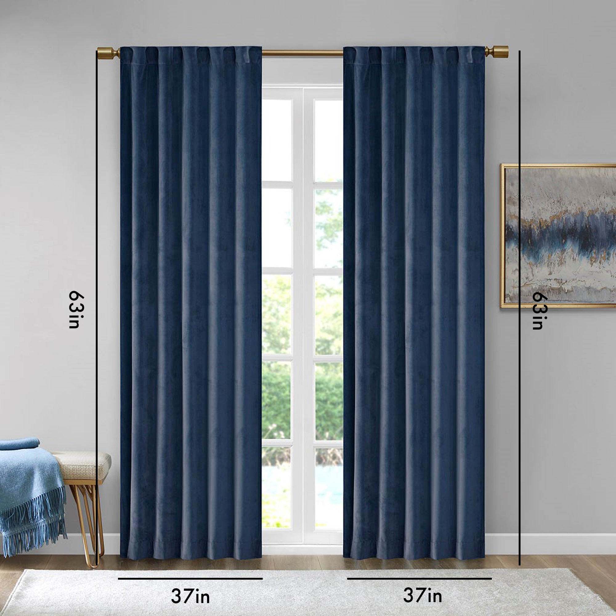 Room Darkening Poly Velvet Rod Pocket/Back Tab Curtain Panel Pair