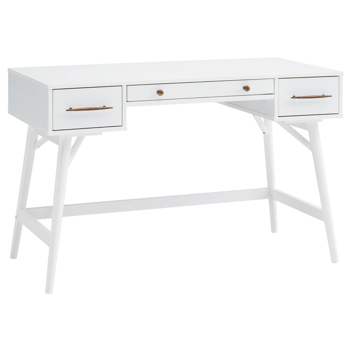 White 3-Drawer Rectangle Mid-century Writing Desk