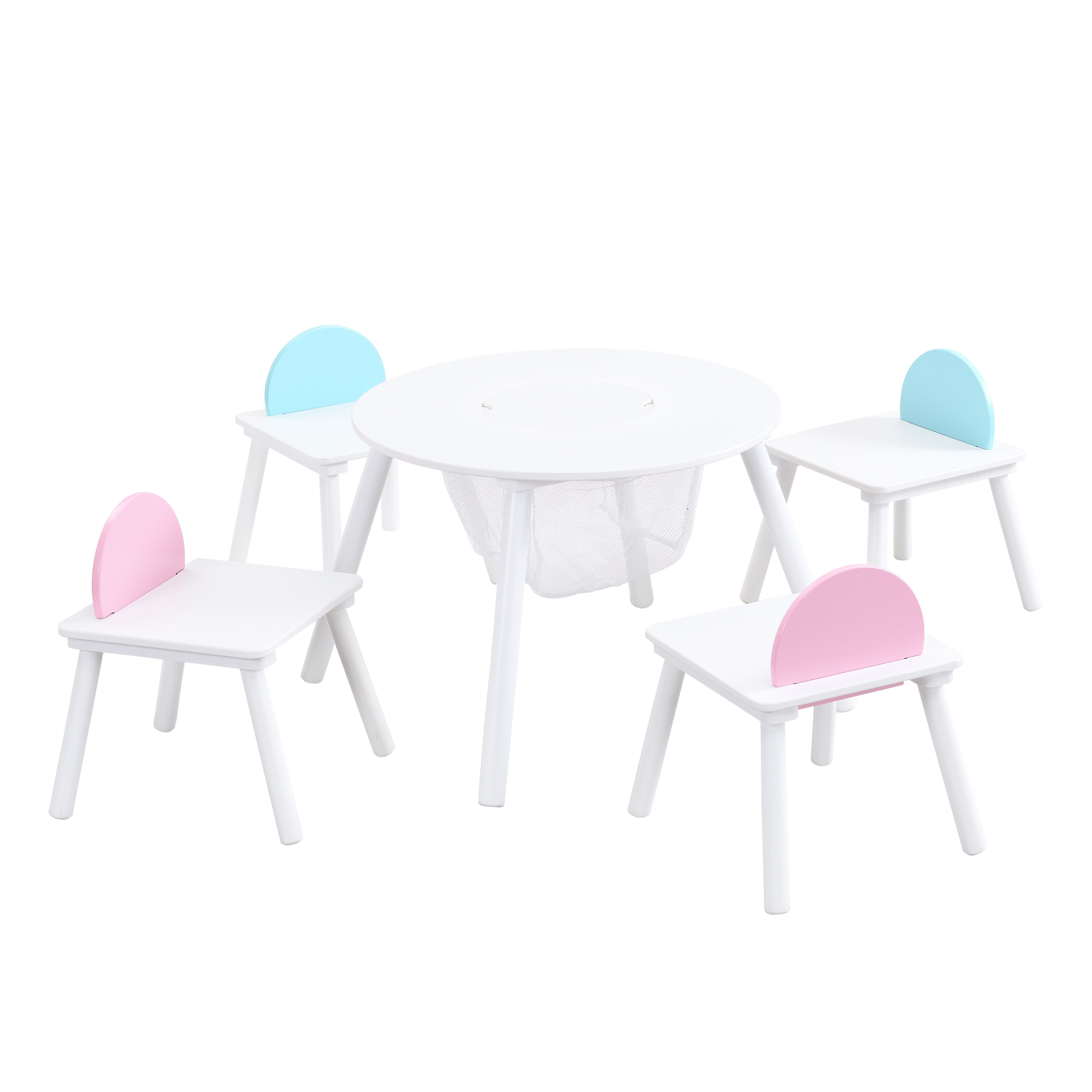 Children's Panel Table With 4 Chairs - White