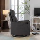 038-Cotton Linen Fabric Swivel Rocking Chair Glider Rocker Recliner Nursery Chair With Adjustable Back And Footrest For Living Room Indoor,Dark Gray