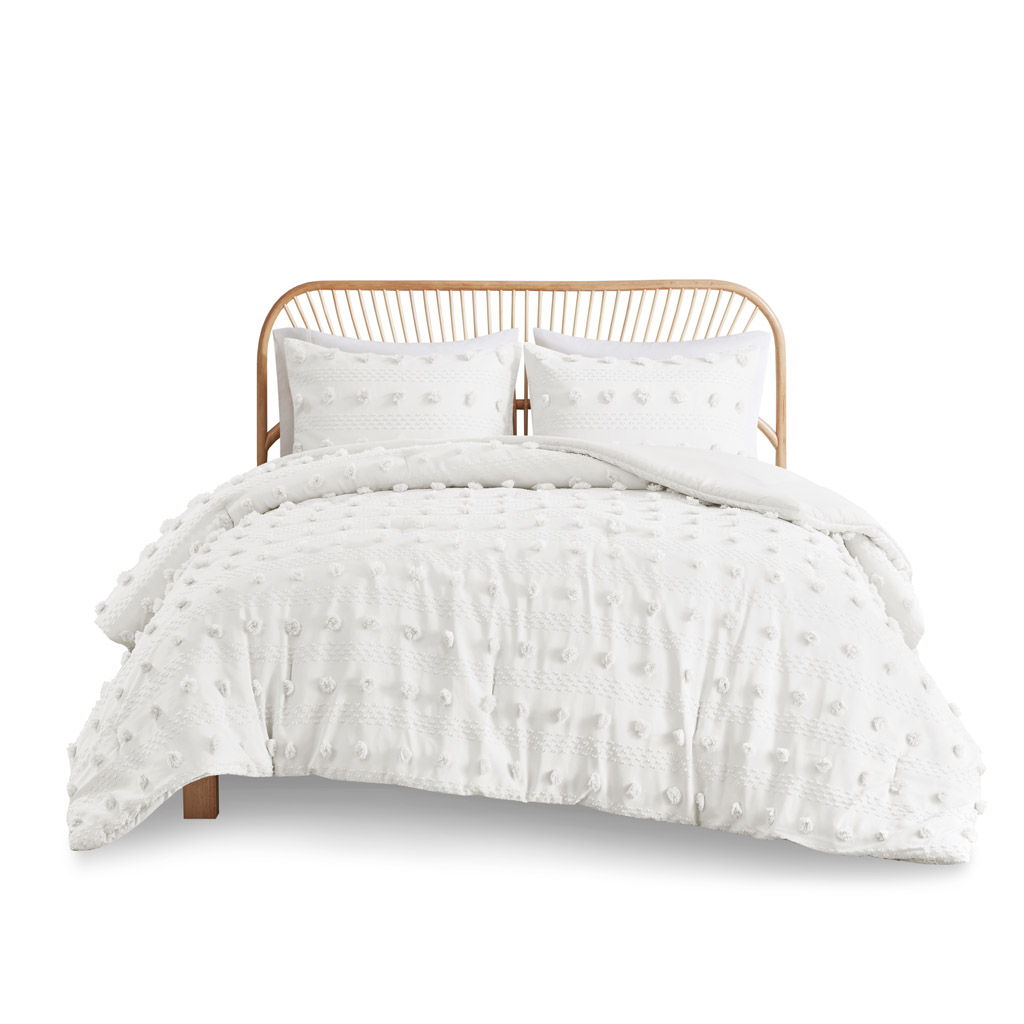 Lucy - Clip Jacquard Full Comforter Set - Ivory