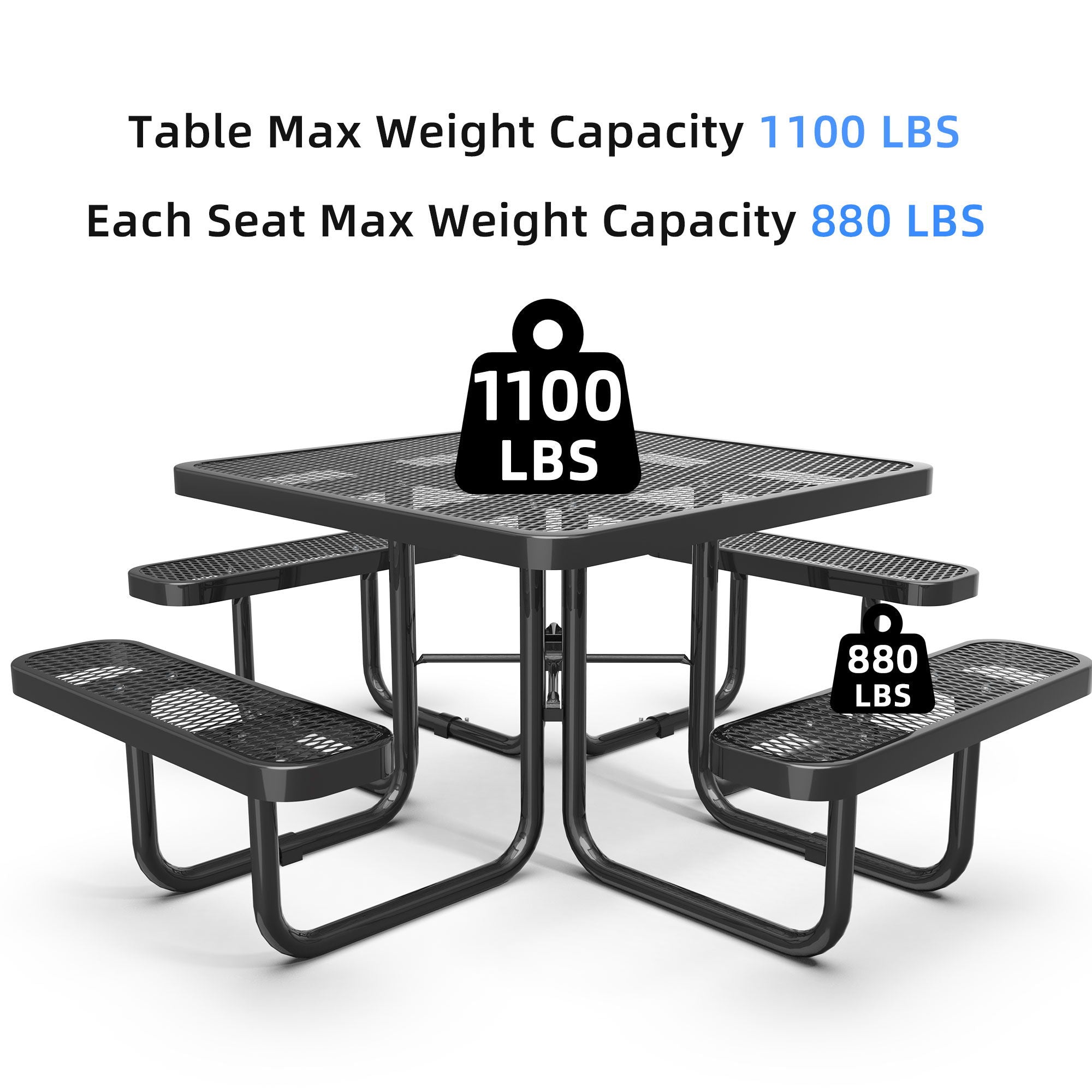 Square Outdoor Picnic Table With Umbrella Pole