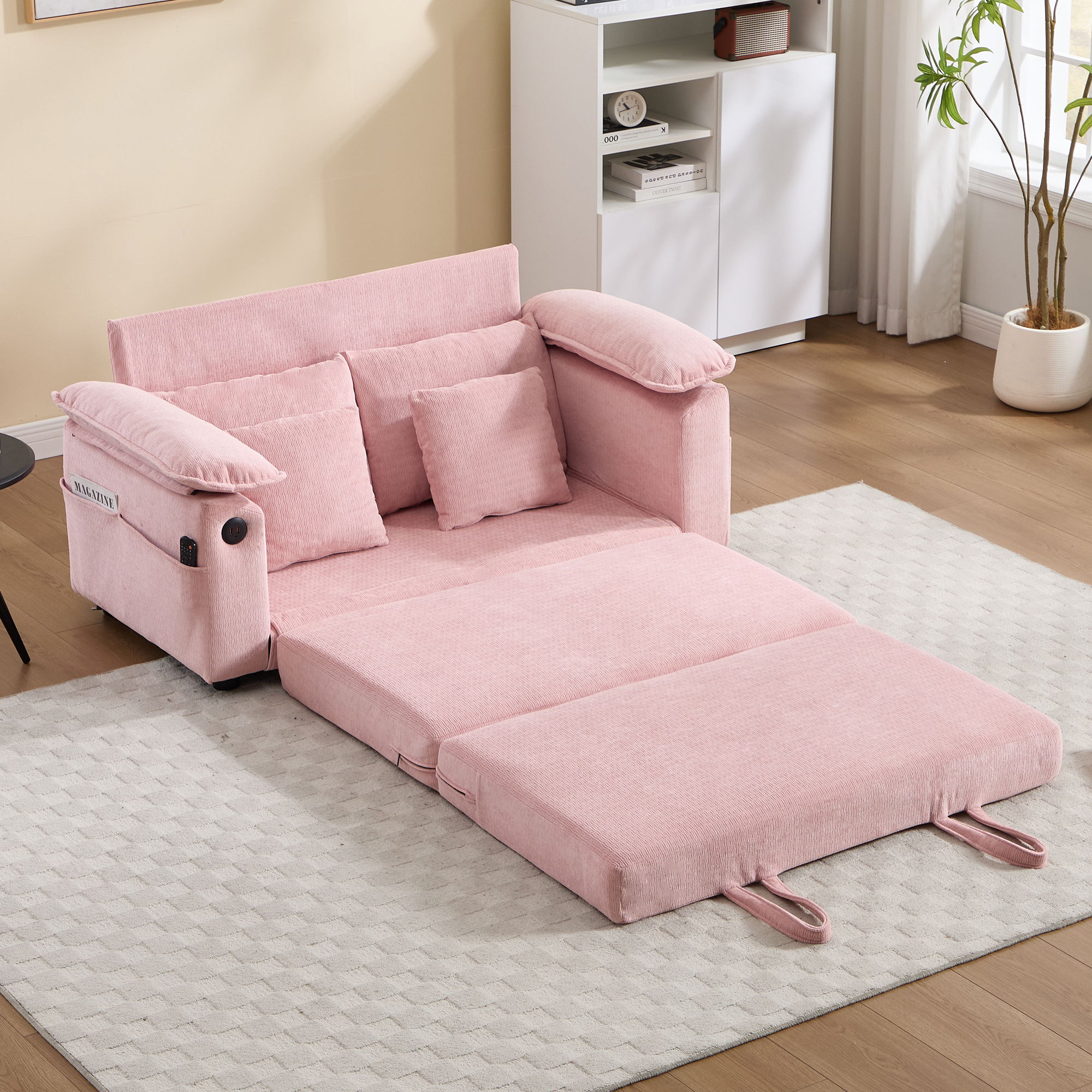 Upholstered Futon Convertible Floor Sofa Bed