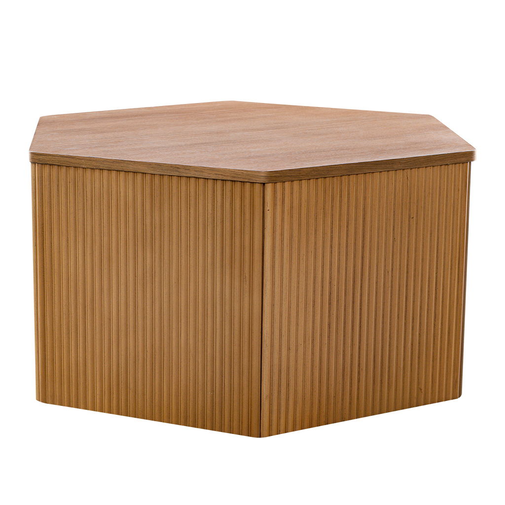 Honey - Fluted Hexagon Coffee Table - Natural