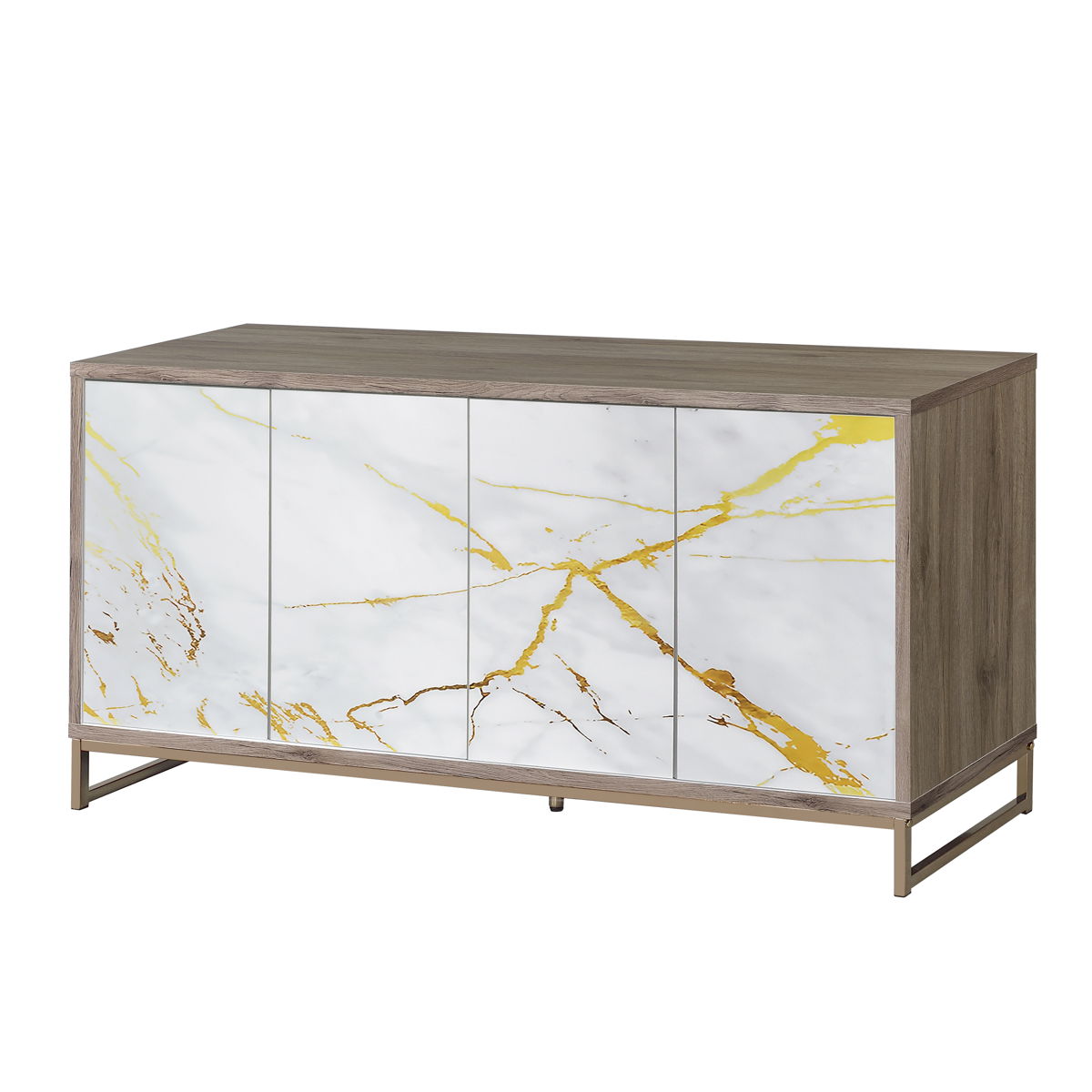 Paavan - Console Cabinet - White / ChampagneChampagne