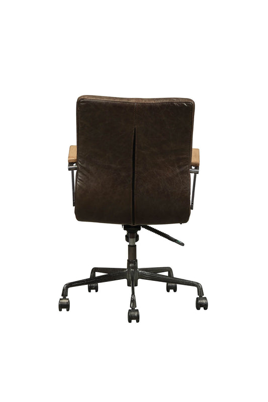 ACME Joslin Office Chair in Distress Chocolate Top Grain Leather 92028