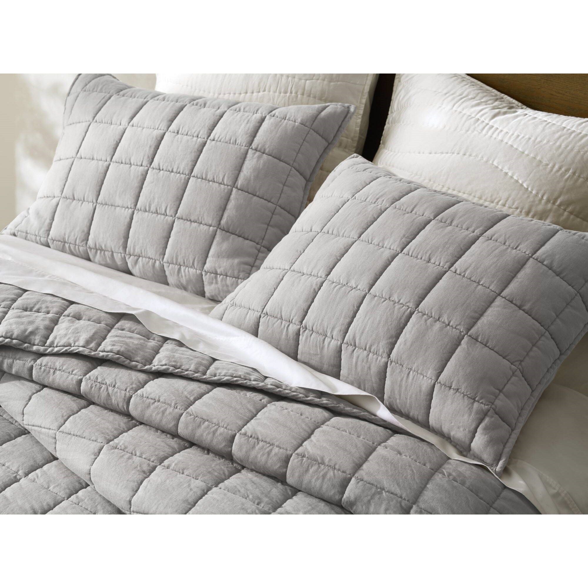 French Flax - King/California King Linen Garment Washed Quilt Set - Gray