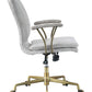 ACME Damir Office Chair, Vintage White Top Grain Leather & Gold 92422