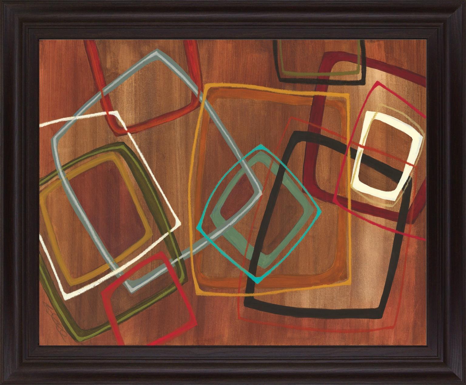 Retro Squares - 28" x 34" Framed Wall Art - Dark Brown