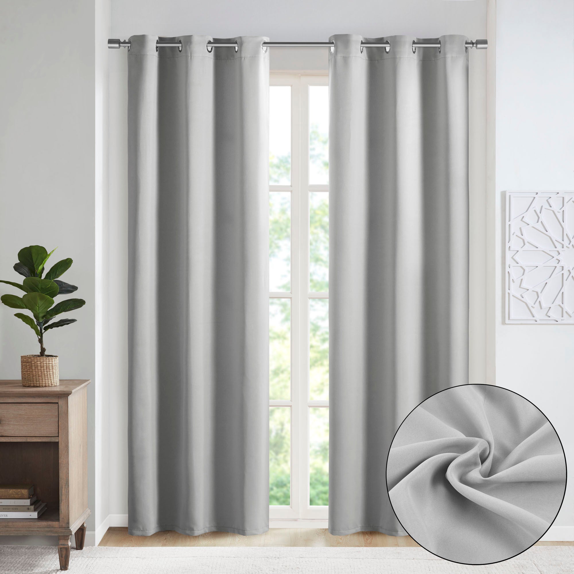 Solid Blackout Triple Weave Grommet Top Curtain Panel Pair