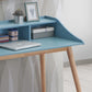Roskilde Mid-Century Modern Wood Writing Desk with Hutch, Blue