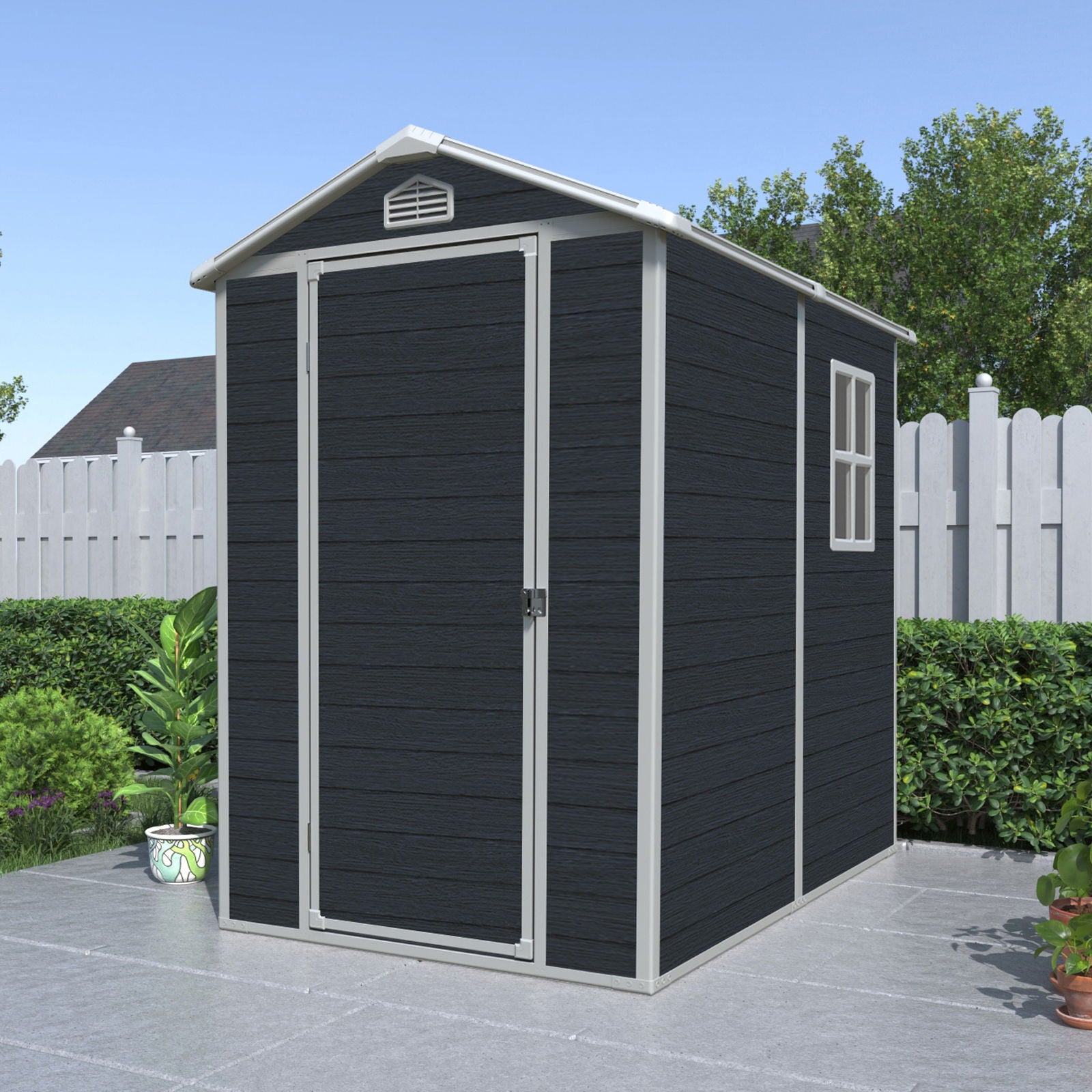 Resin Outdoor Storage Shed Kit Perfect To Store, Patio Furniture - Black