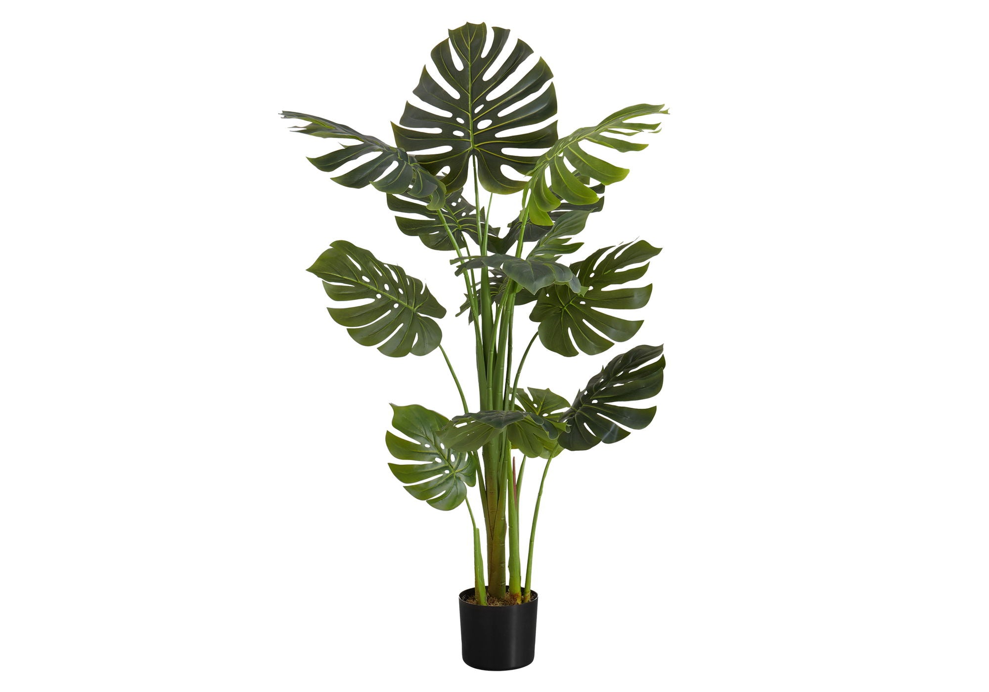 55" Tall, Artificial Plant, Monstera Tree, Indoor, Faux, Fake, Floor, Greenery, Potted, Real Touch, Decorative - Green / Black