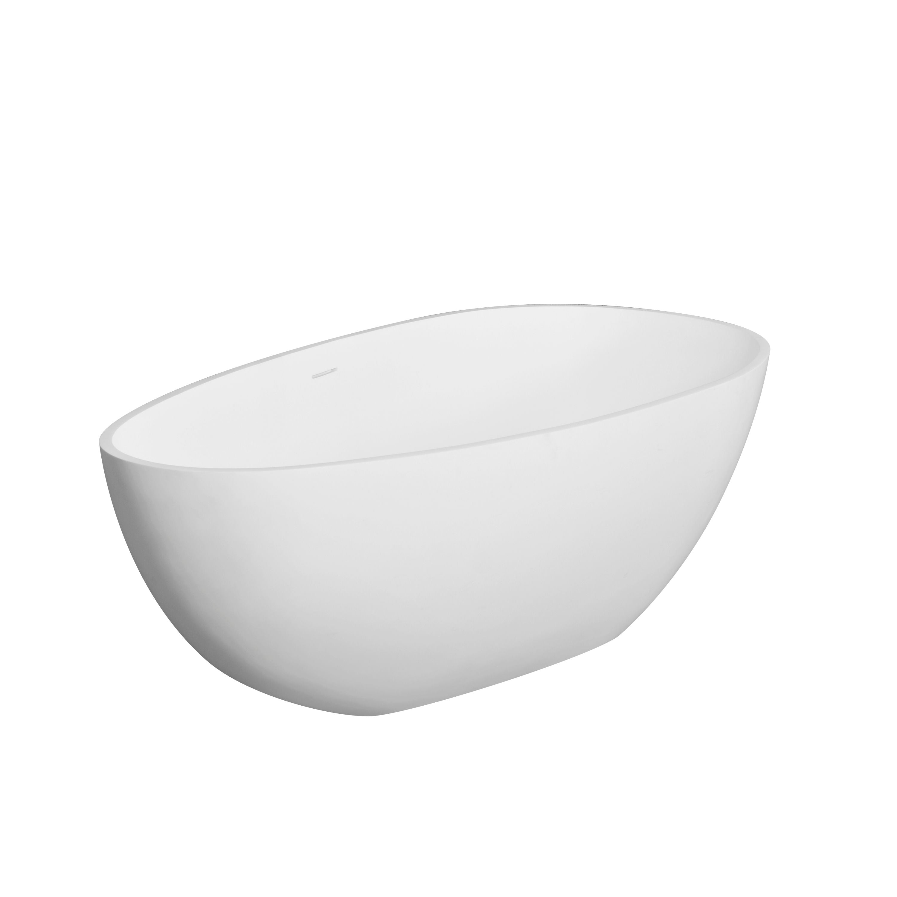 66.9" x 34" x 21.7" Freestanding Solid Surface Soaking Bathtub For Bathroom - Matte White