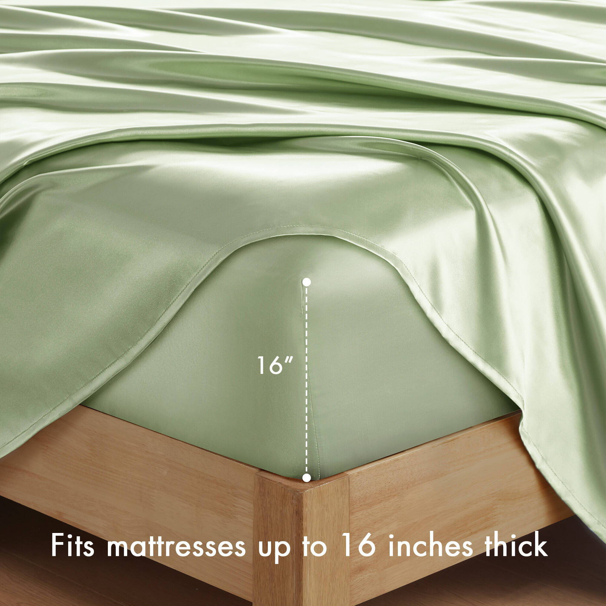 Satin - 6 Piece King Luxury Sheet Set - Sage