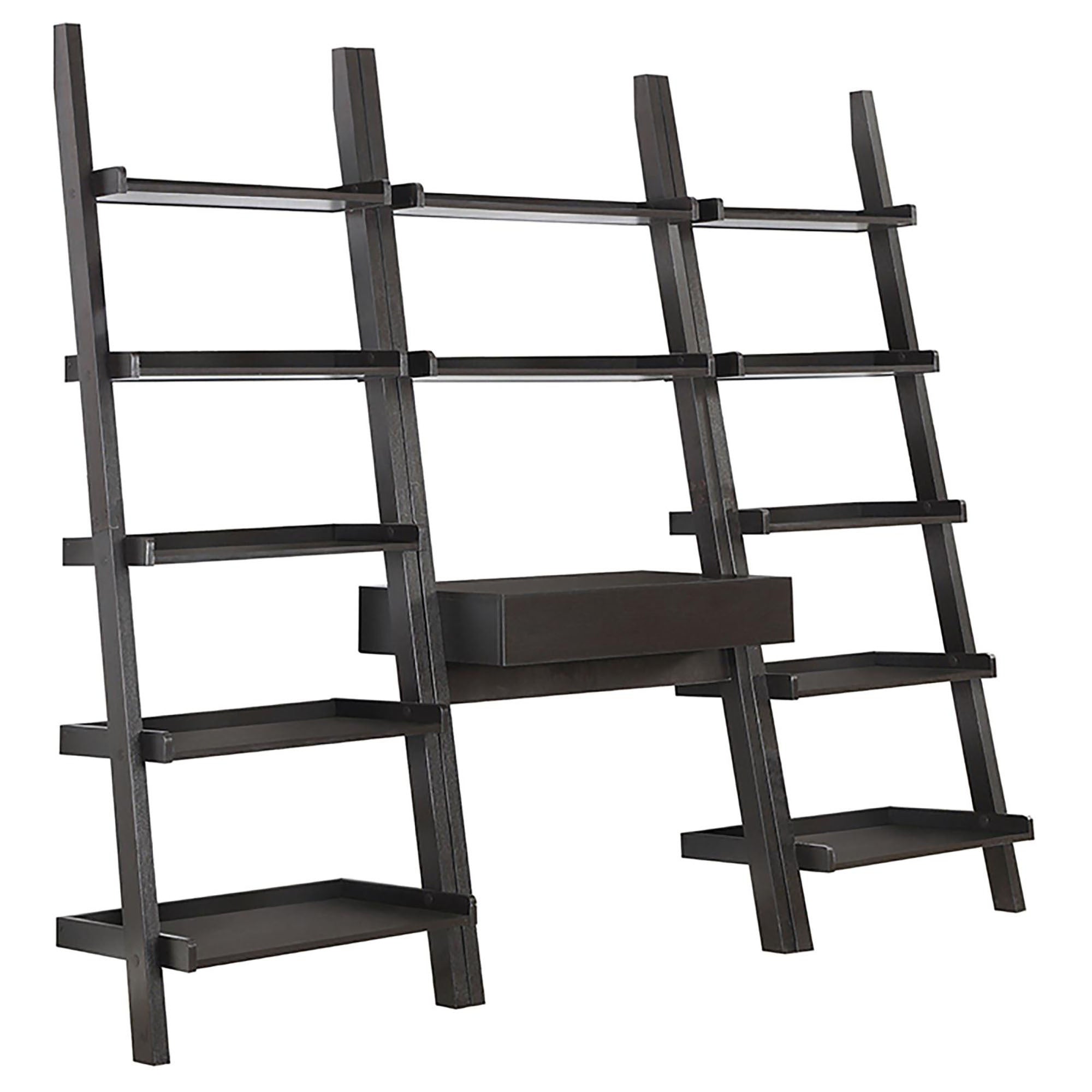 Cappuccino 3-piece Ladder Desk and Bookcase Set