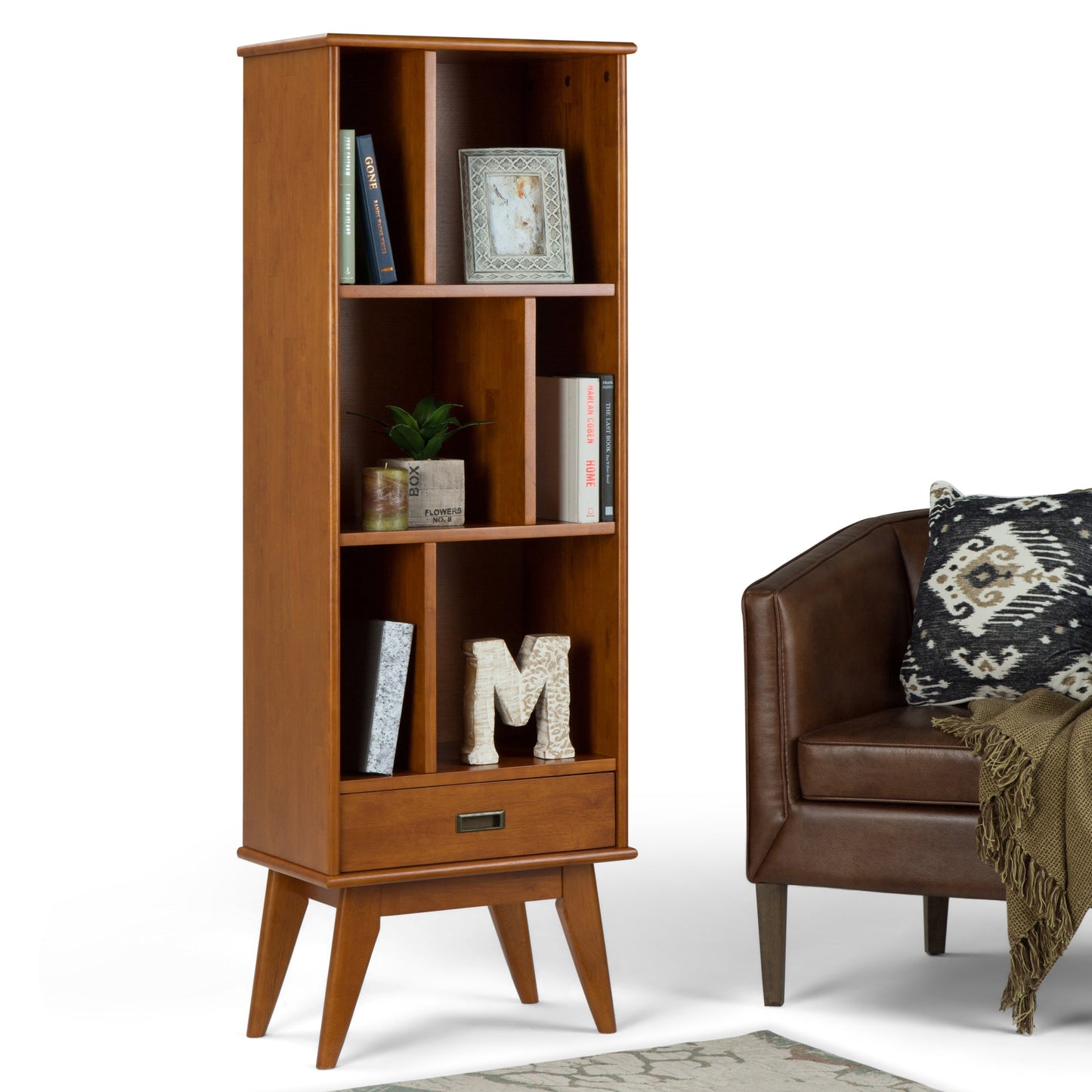 Draper - Mid Century Bookcase and Storage Unit - Teak Brown