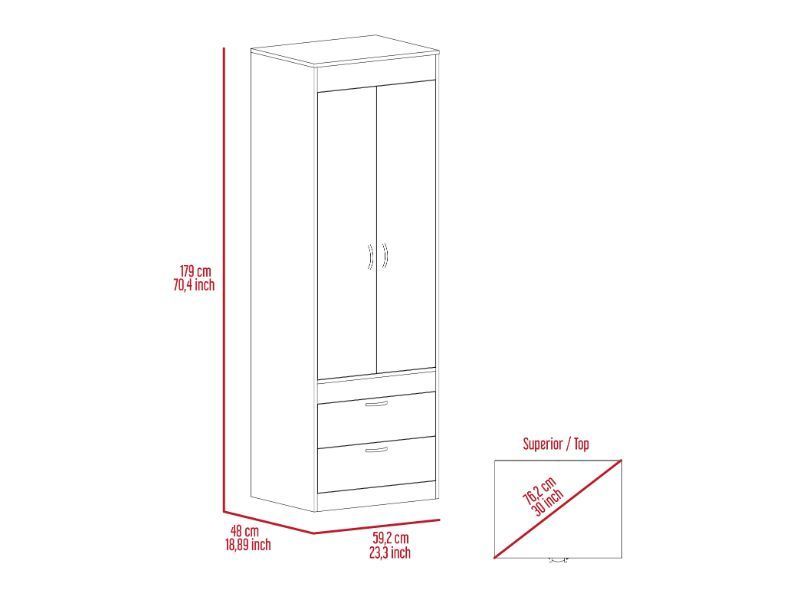 Willow Grove 2-Drawer Armoire Light Gray