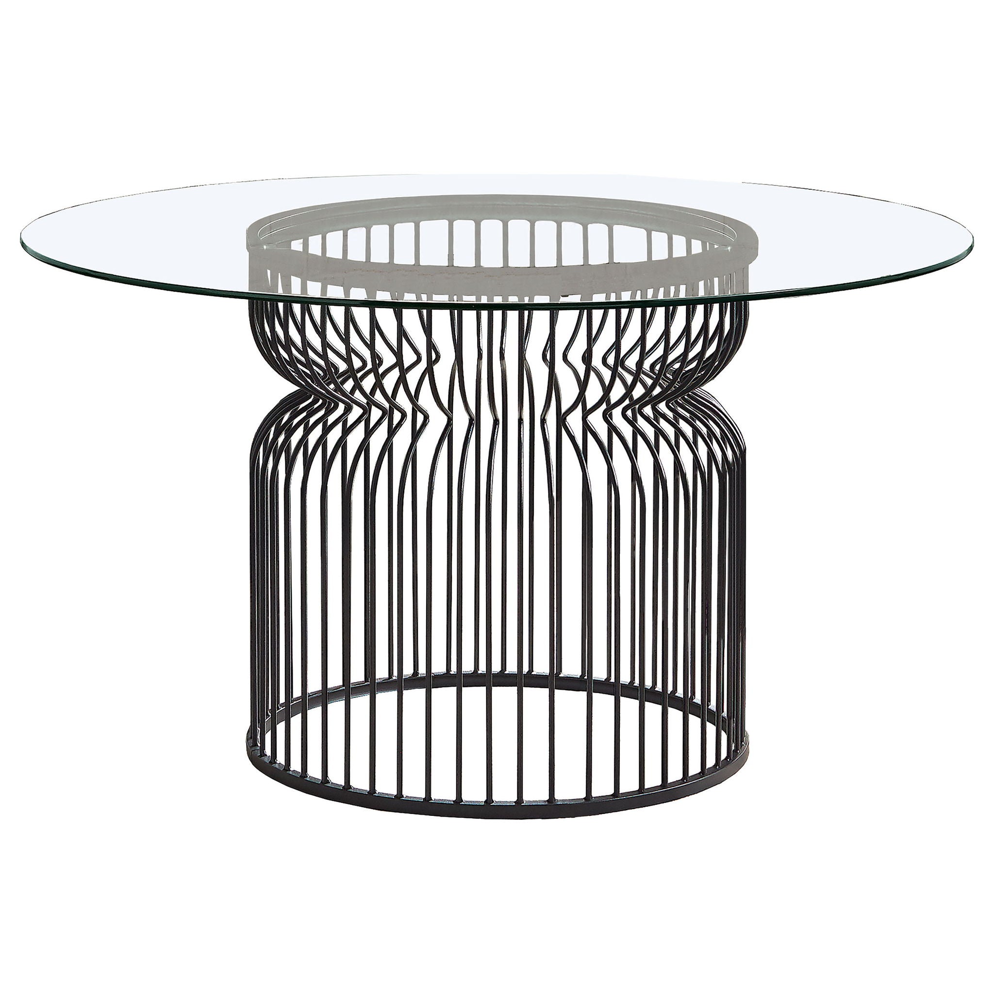 Round Dining Table Industrial Dining Table With Open Cage Base - Gunmetal