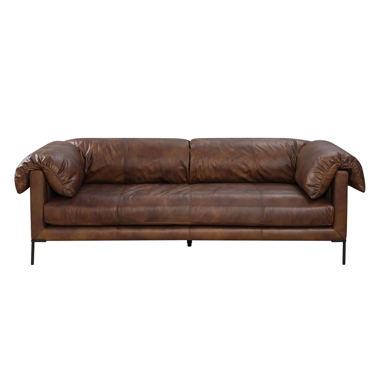 Jaron - Top Grain Leather Sofa - Mocha