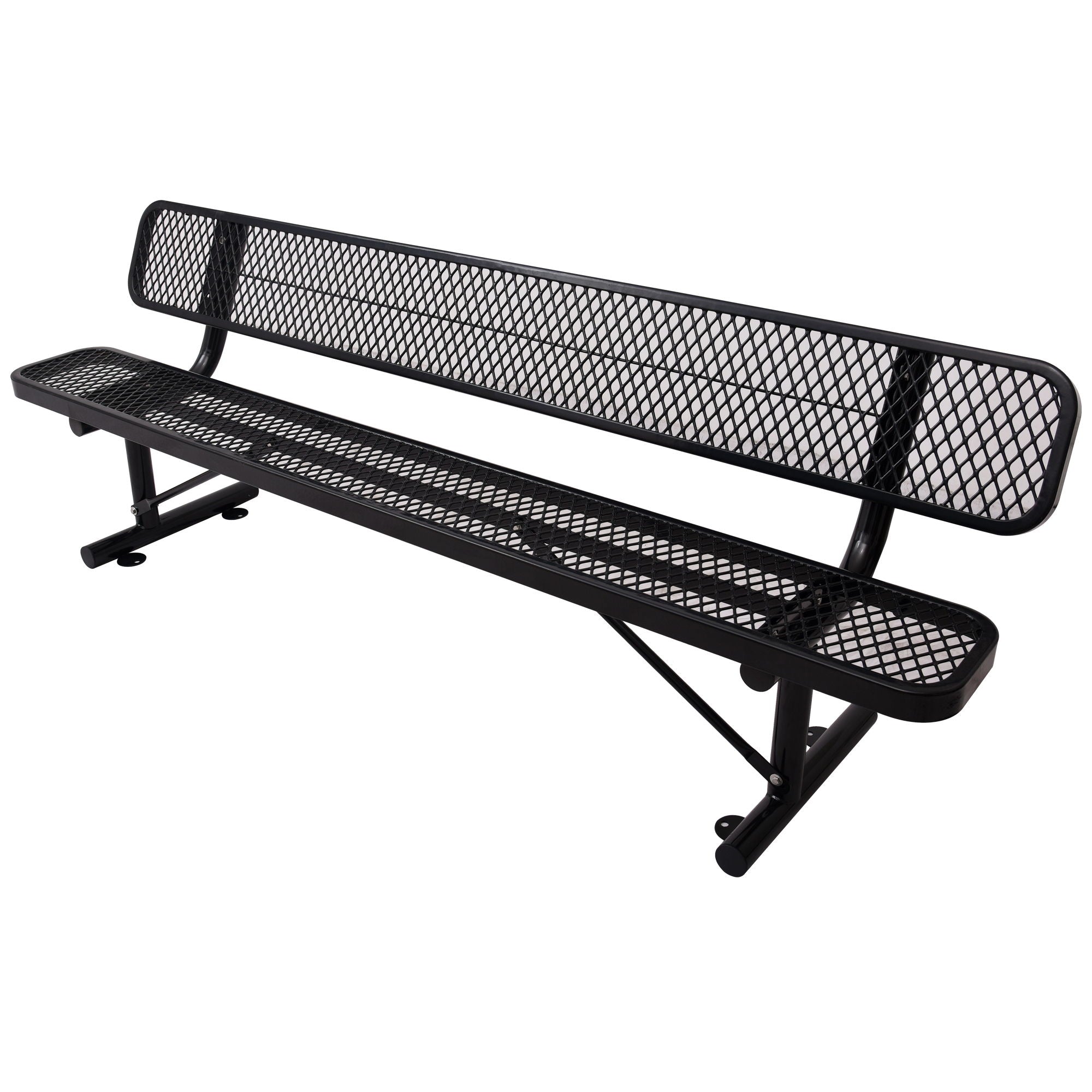 6' Outdoor Steel Bench With Backrest