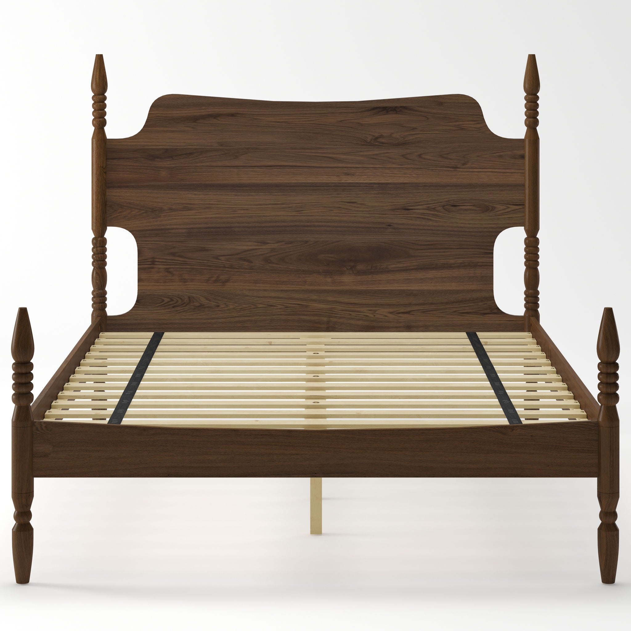 Retro 4 Poster Platform Bed Frame With Curved Tall Headboard