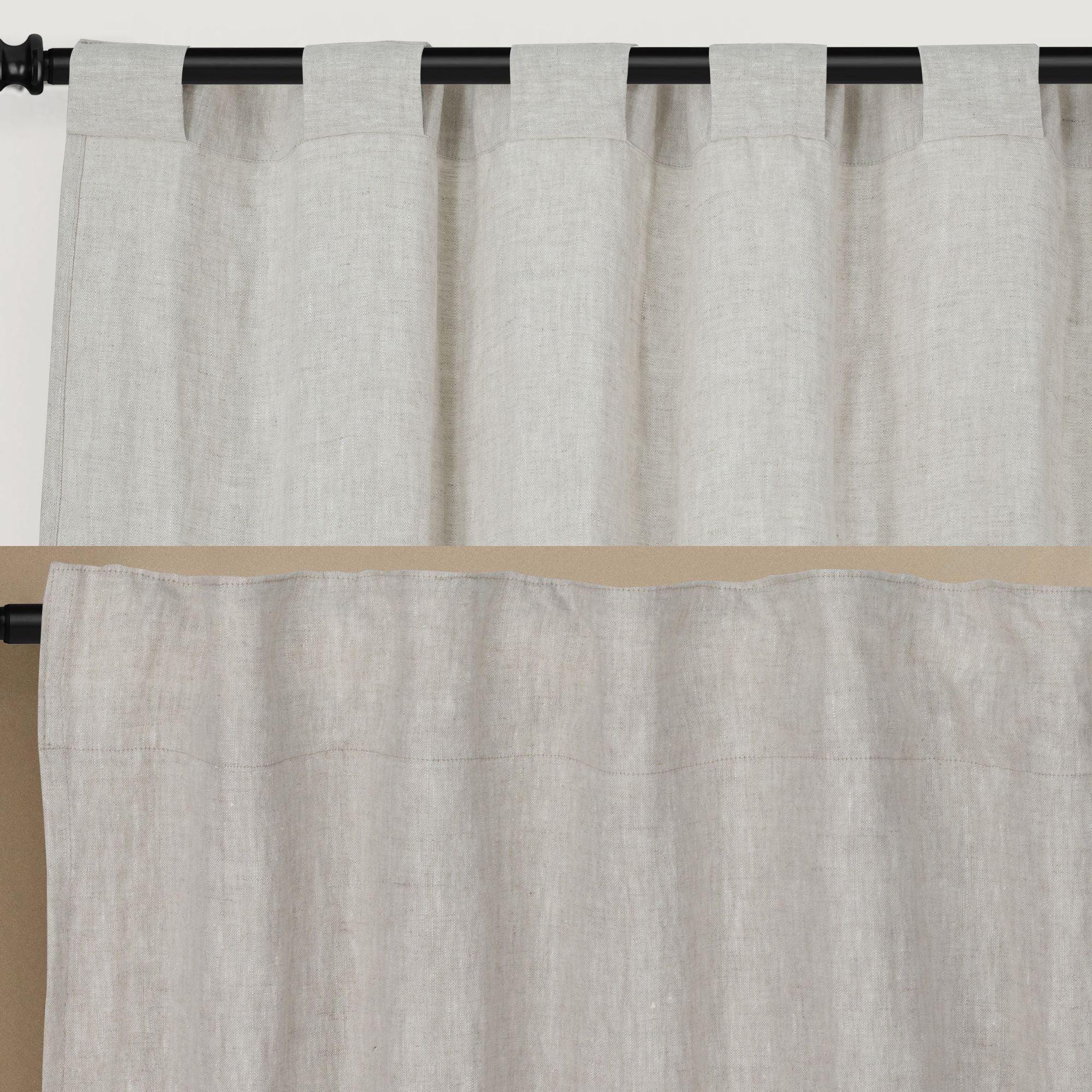 Newport Unlined Window Curtains for Bedroom, Linen Curtains for Living Room, 84 Inches Long Curtains for Living Room, Greige