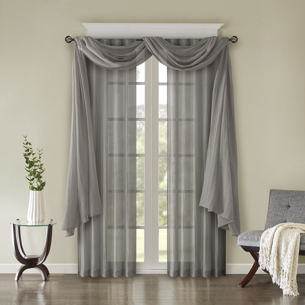 Harper - Solid Crushed Scarf Sheer - Gray
