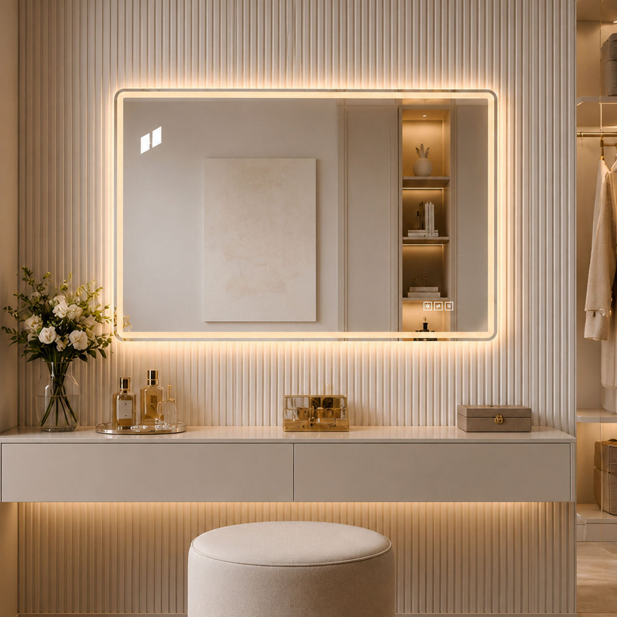 24" X 32" Rectangular Front Lighted And Backlit LED Bathroom Mirror With Anti Fog - Clear