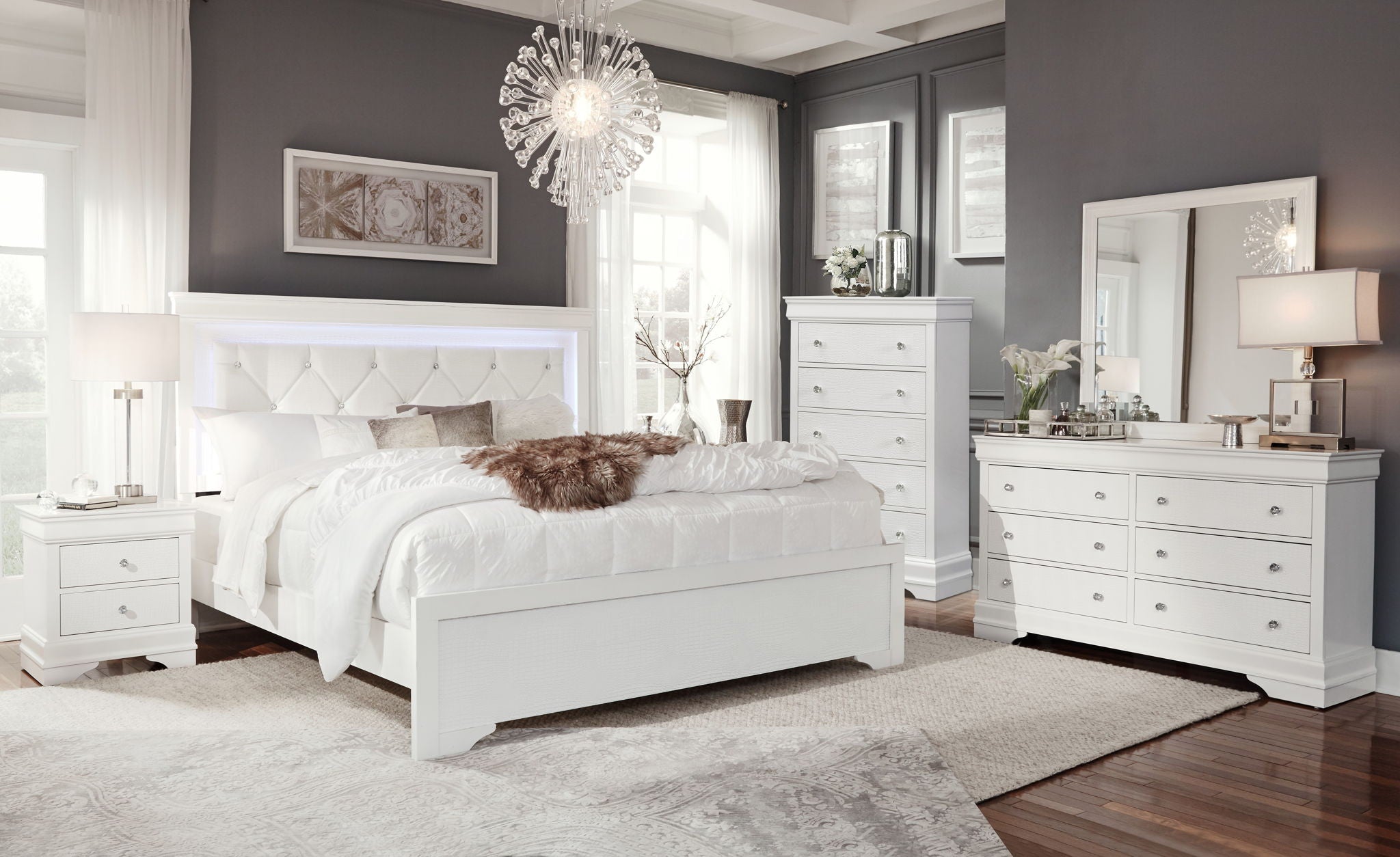 Pompei - Full Bed / Twin Bed Side Rails - Metallic White