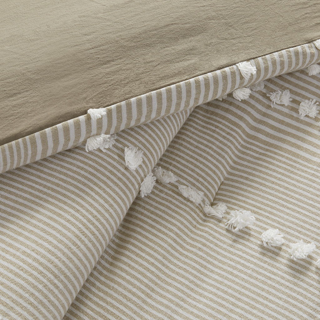 Anslee - 3 Piece Yarn Dyed Comforter Set - Taupe