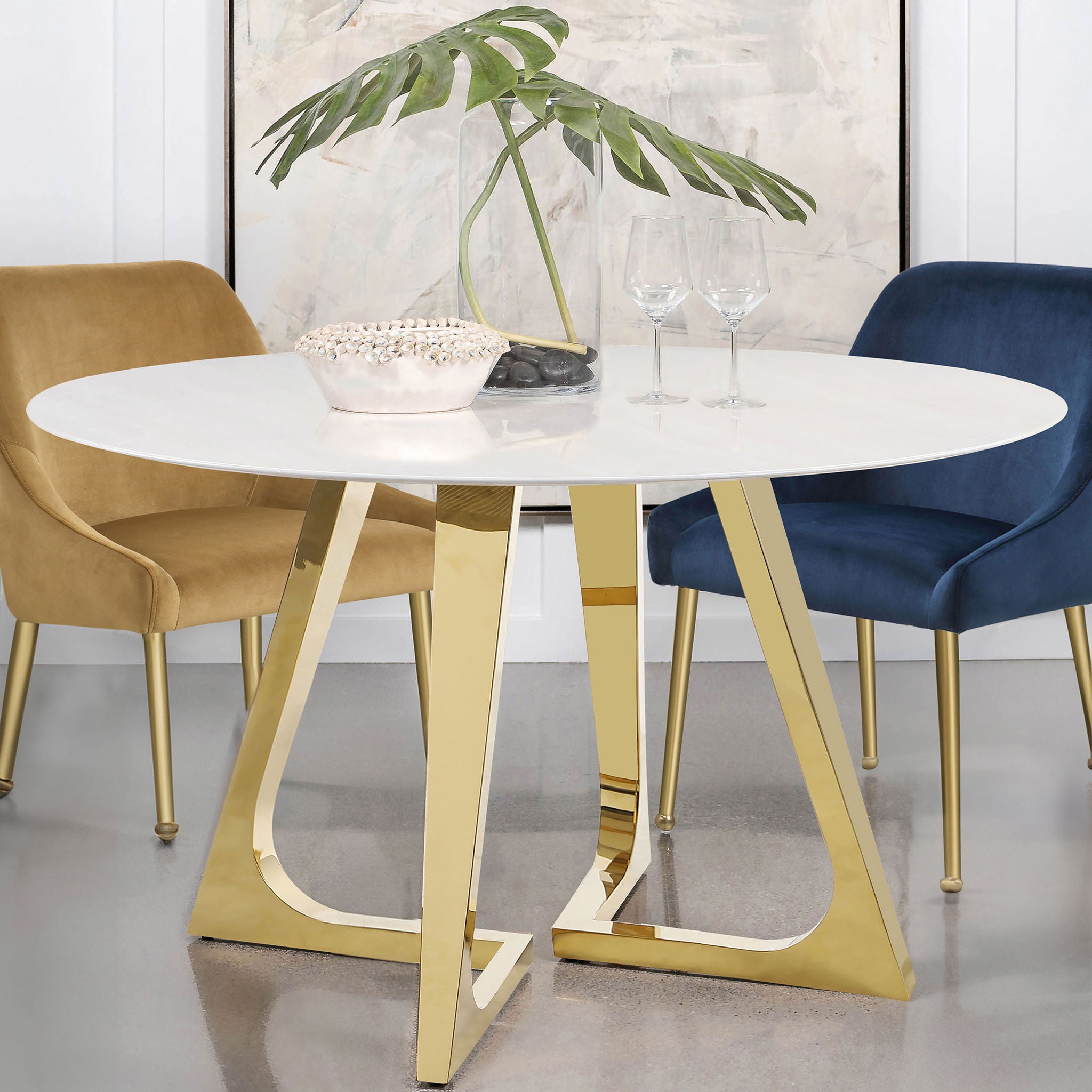 Imani - Round Marble Dining Table - Gold