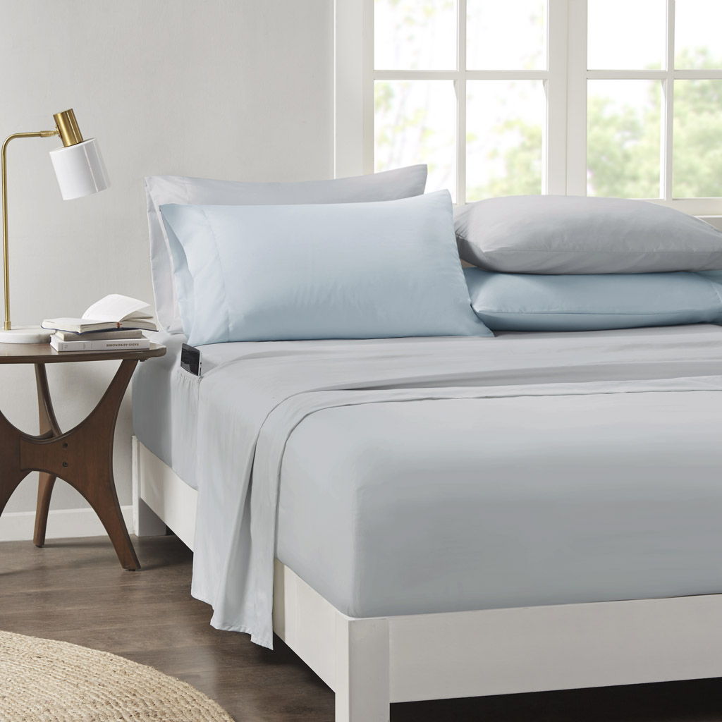 Alexis - Twin Comforter Set With Bed Sheets - Blue