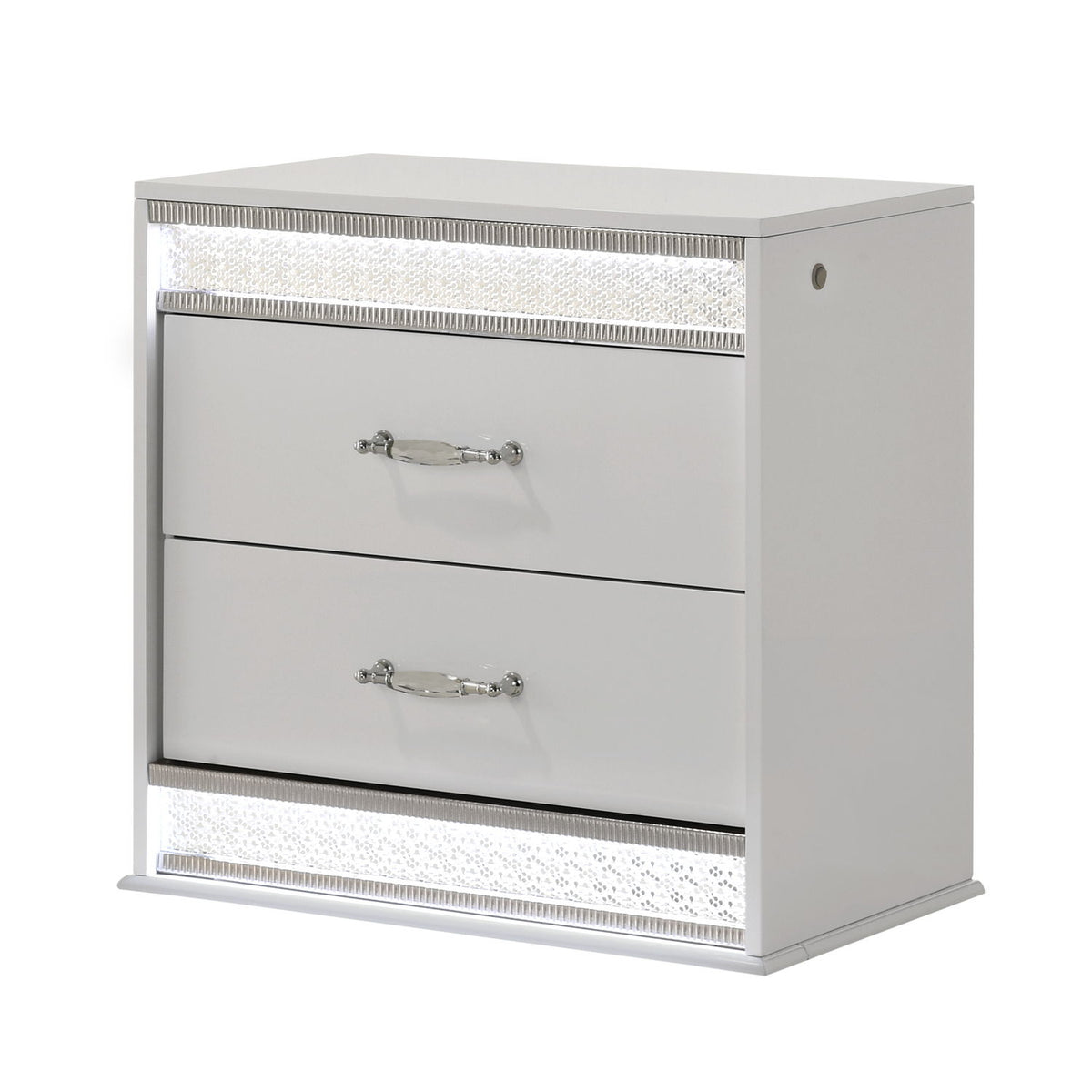Glam - 2 Drawer Nightstand With LED Lighting - White