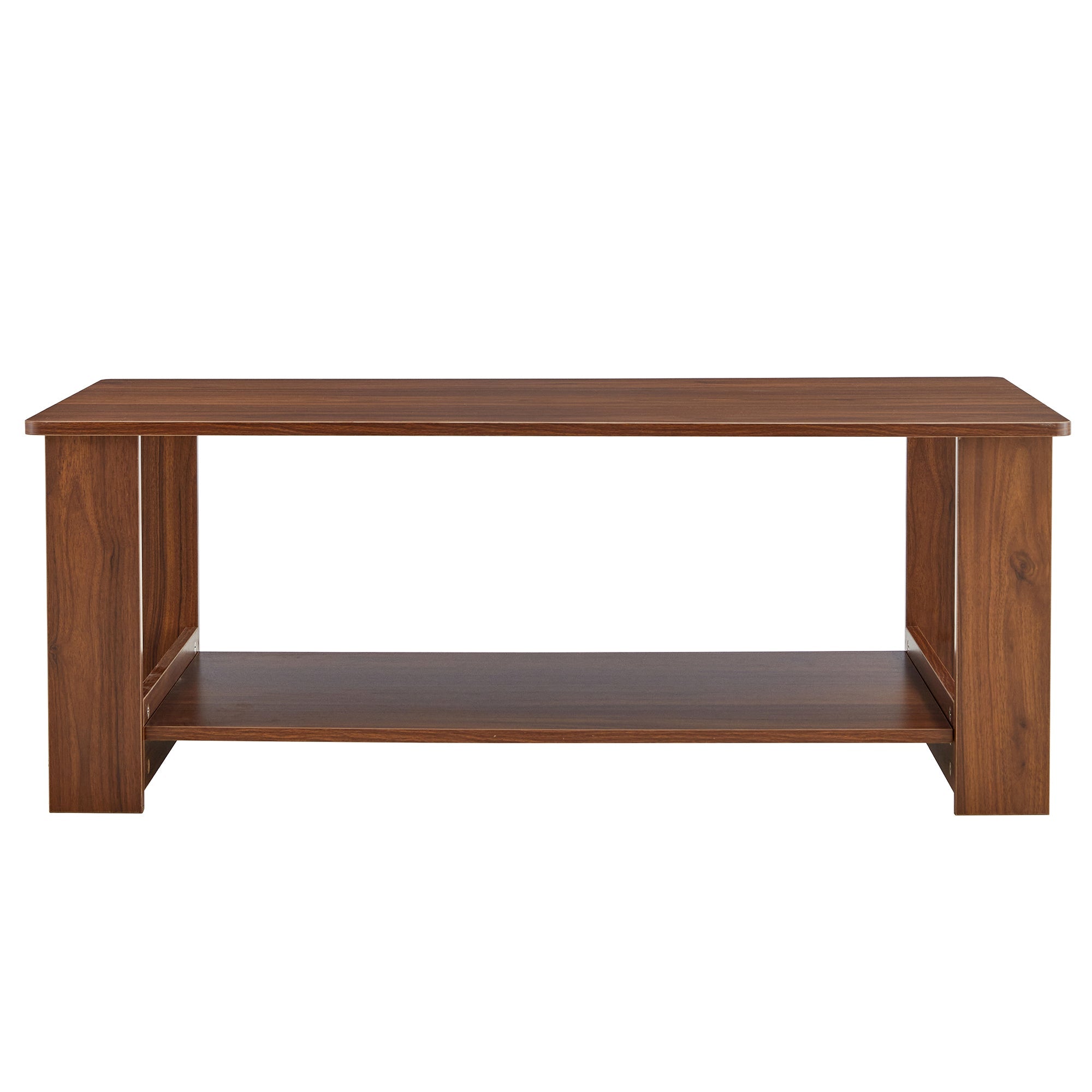 Modern and practical walnut textured coffee tables , tea tables. The double layered coffee table is made of MDF material. Suitable for living room  43.3"*21.6"*16.5"  CT-16