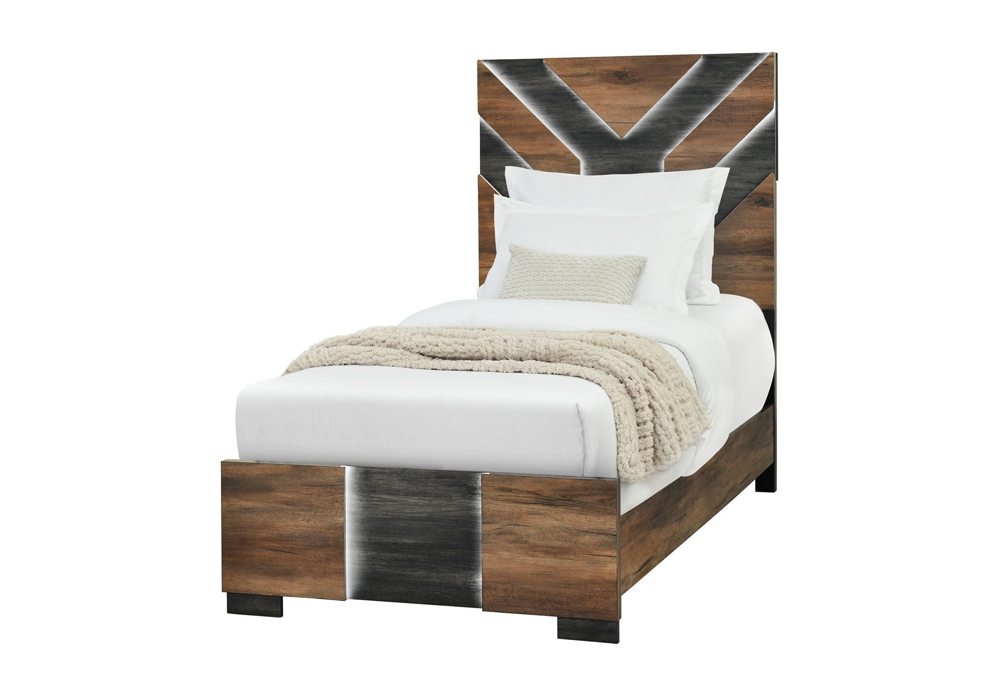 Optimus - Full Bed Headboard / Footboard With LED - Black / Brown