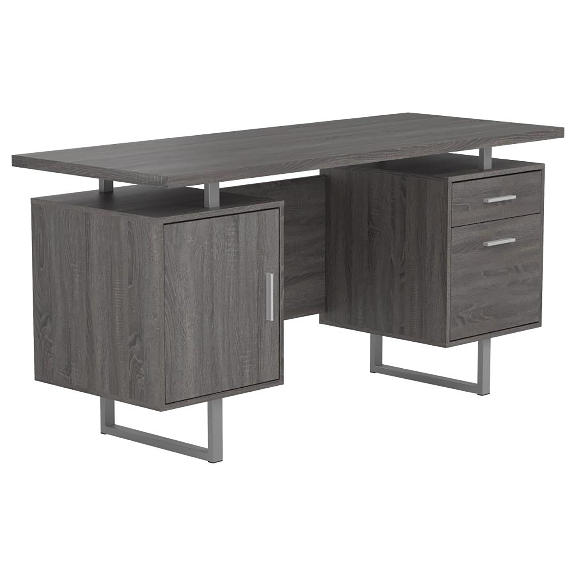 Weathered Grey 2-drawer Floating Top Office Desk