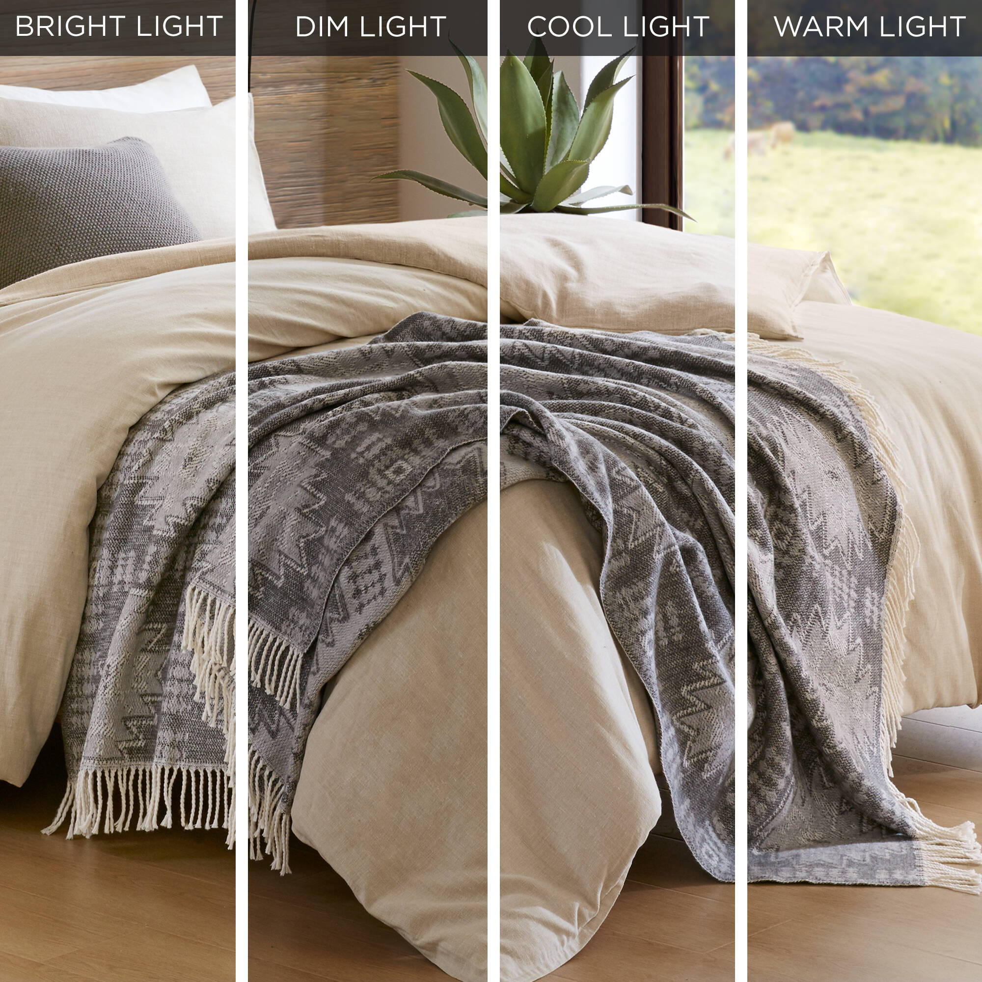 Alberta - Cotton Blend Throw - Gray Aztec