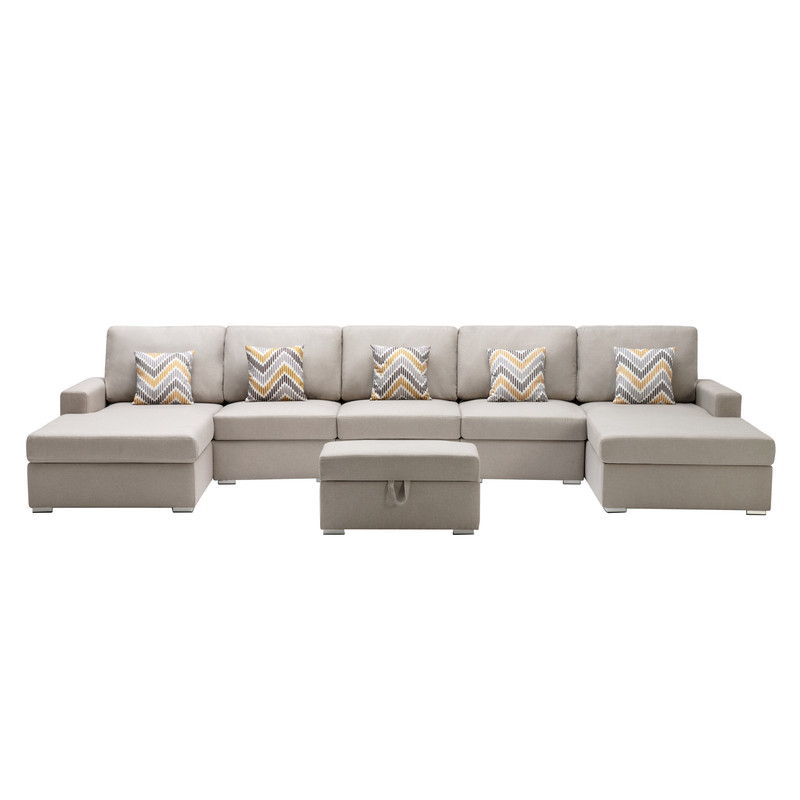 Nolan - Fabric 6 Piece Sectional Sofa With Pillows And Interchangeable Legs