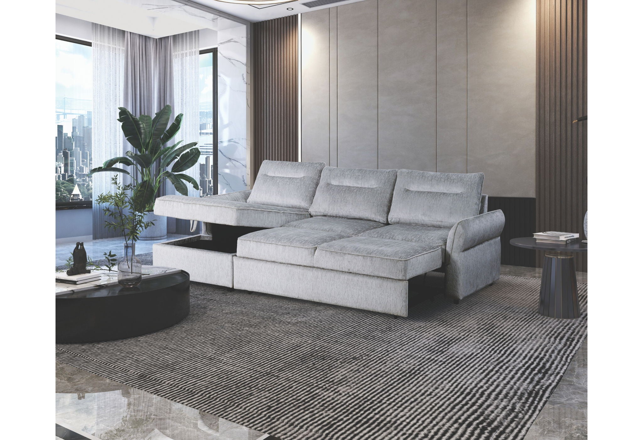 U0301 - LAF Chaise With Storage - Gray