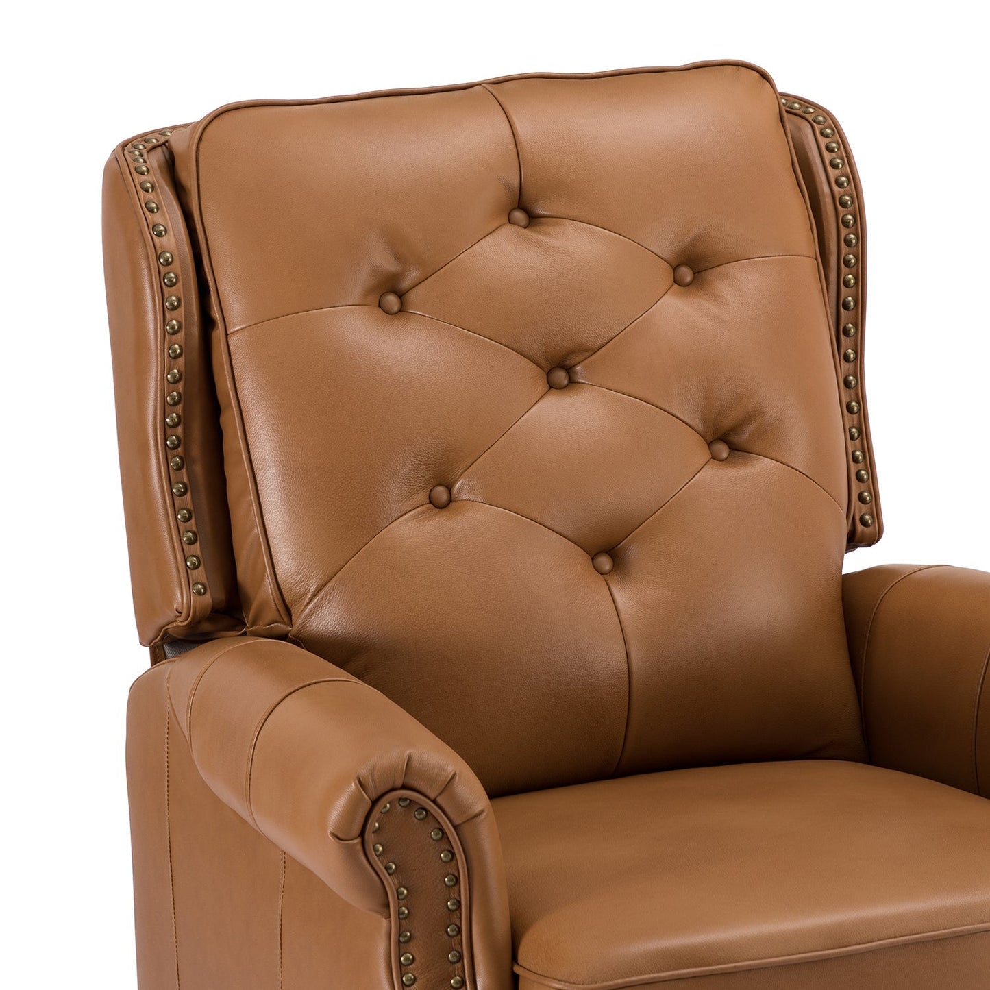 Hora Genuine Leather Manual Recliner-CAMEL