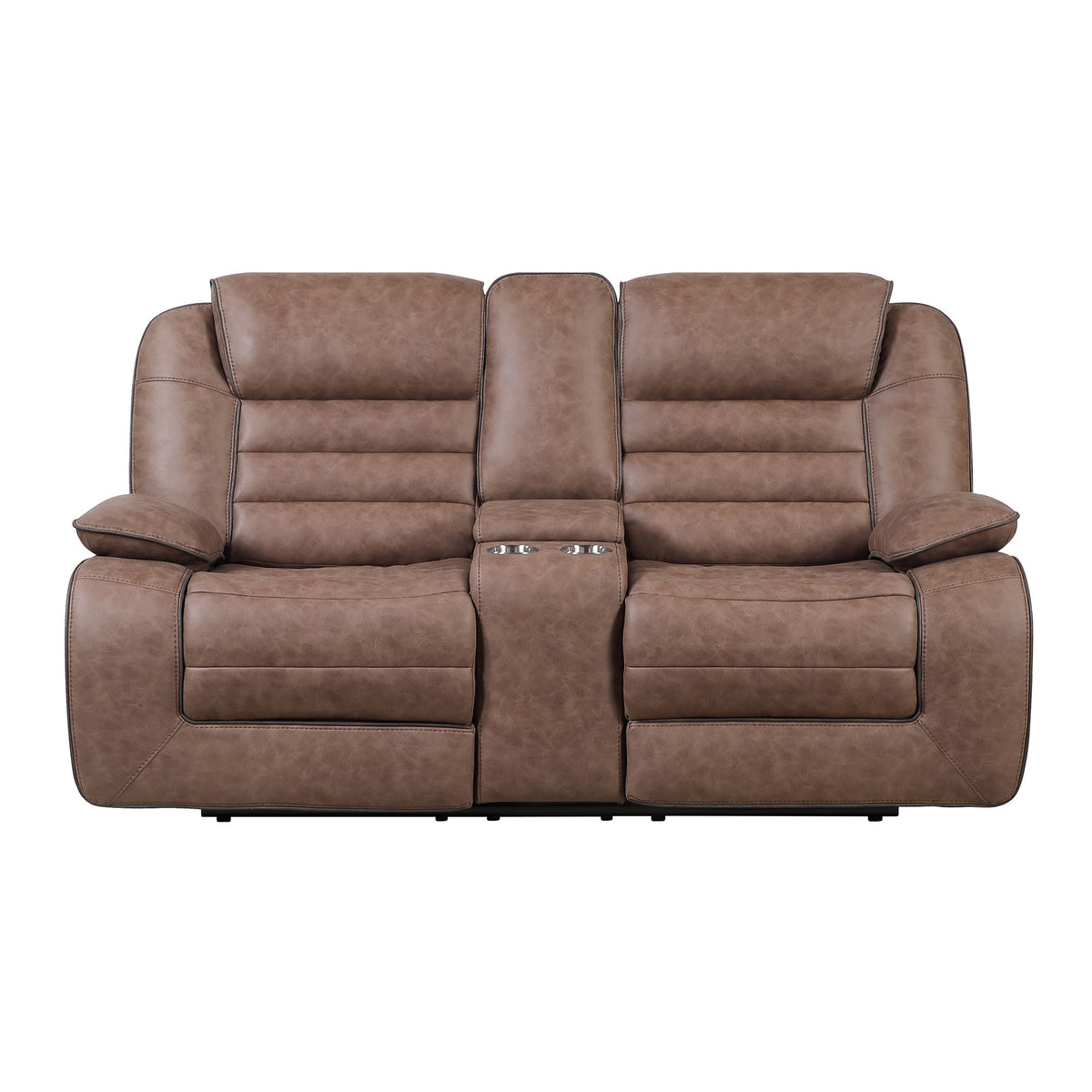 Lucius - Console Reclining Loveseat With Manual Recline - Brown