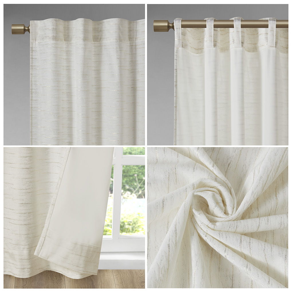 Colt - Room Darkening Metallic Printed Poly Fabric Rod Pocket/Back Tab Window Panel Pair - White/Gold