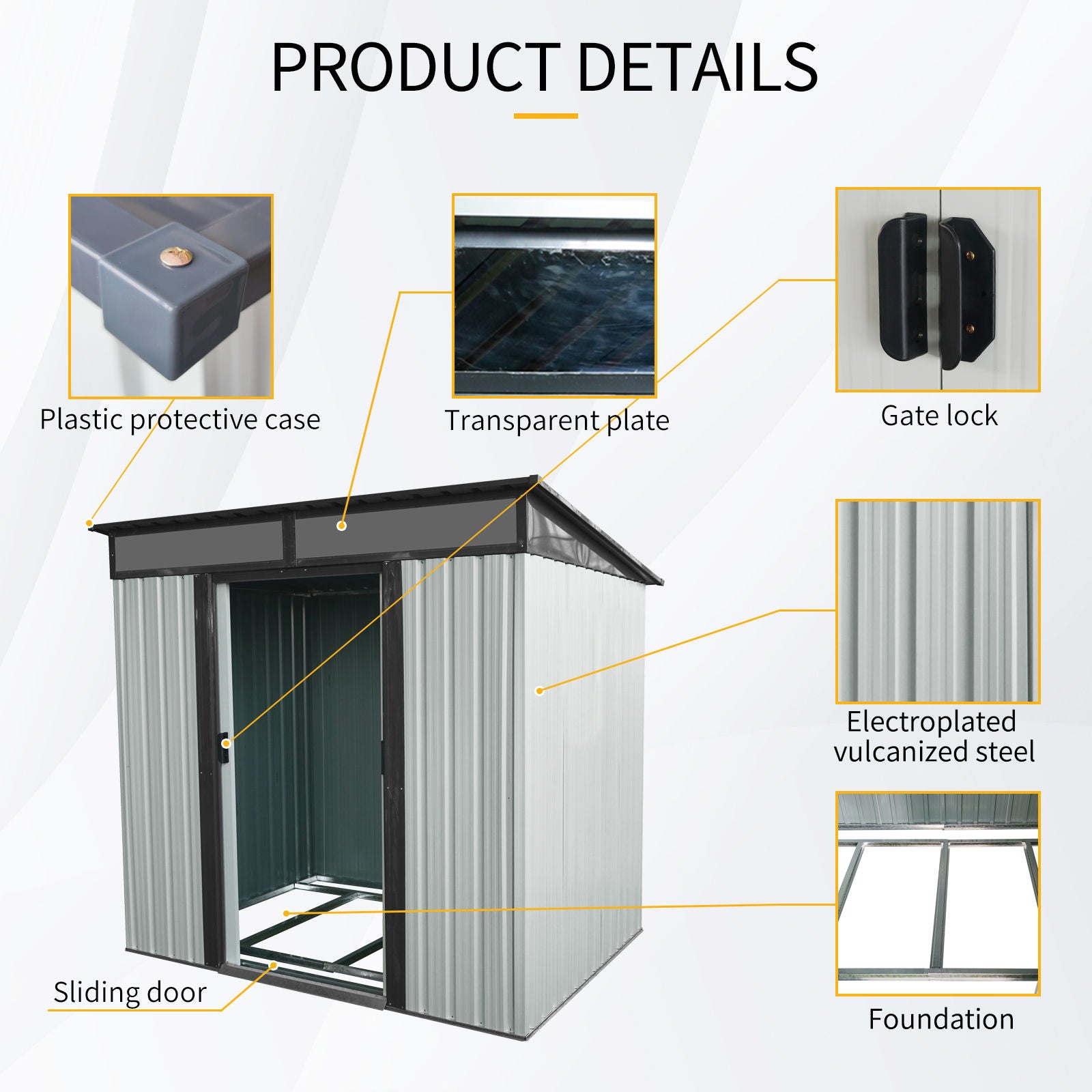 Outdoor Metal Storage Shed And Transparent Plate For Garden, Lawn