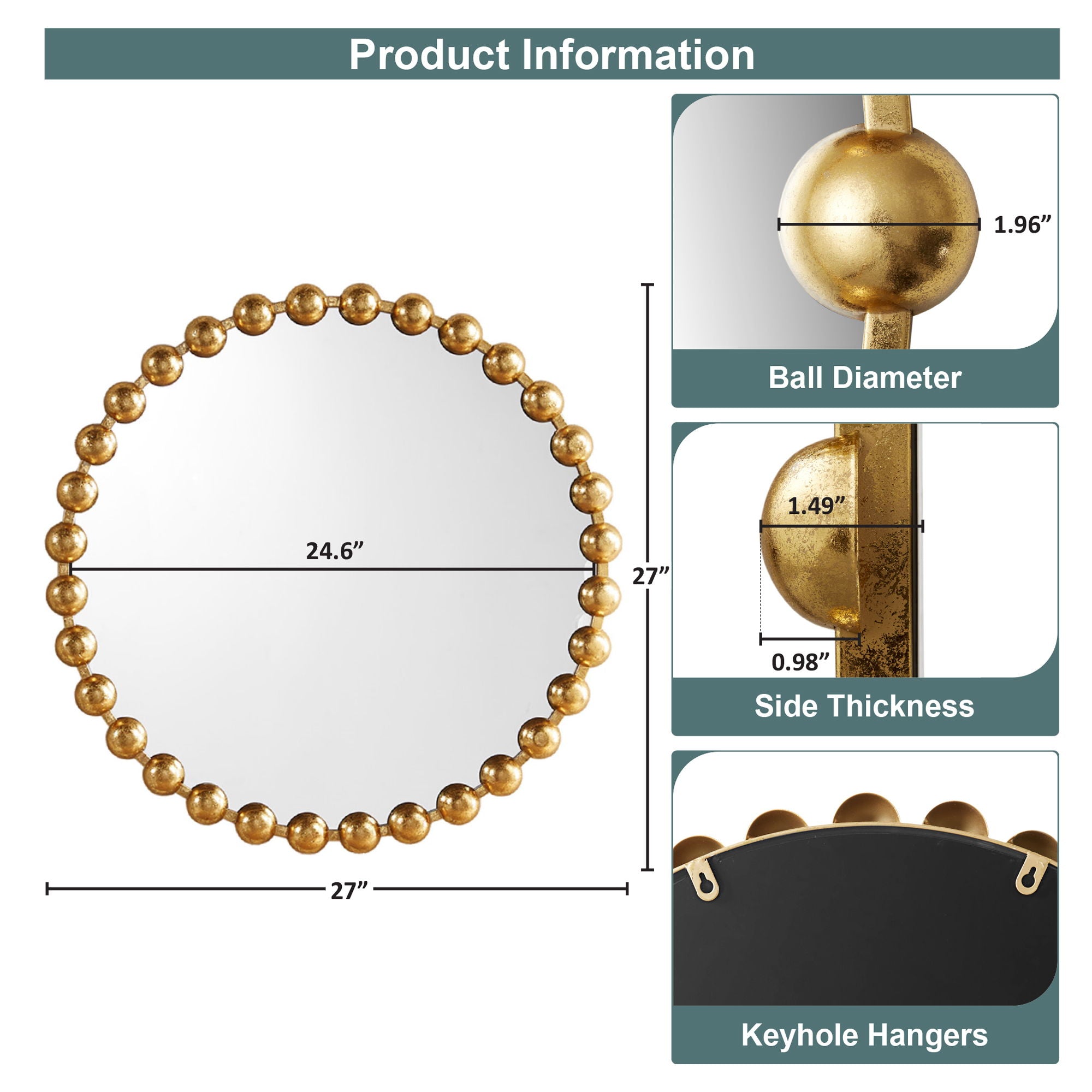 Marlowe - 27" Round Wall Decor Mirror - Gold